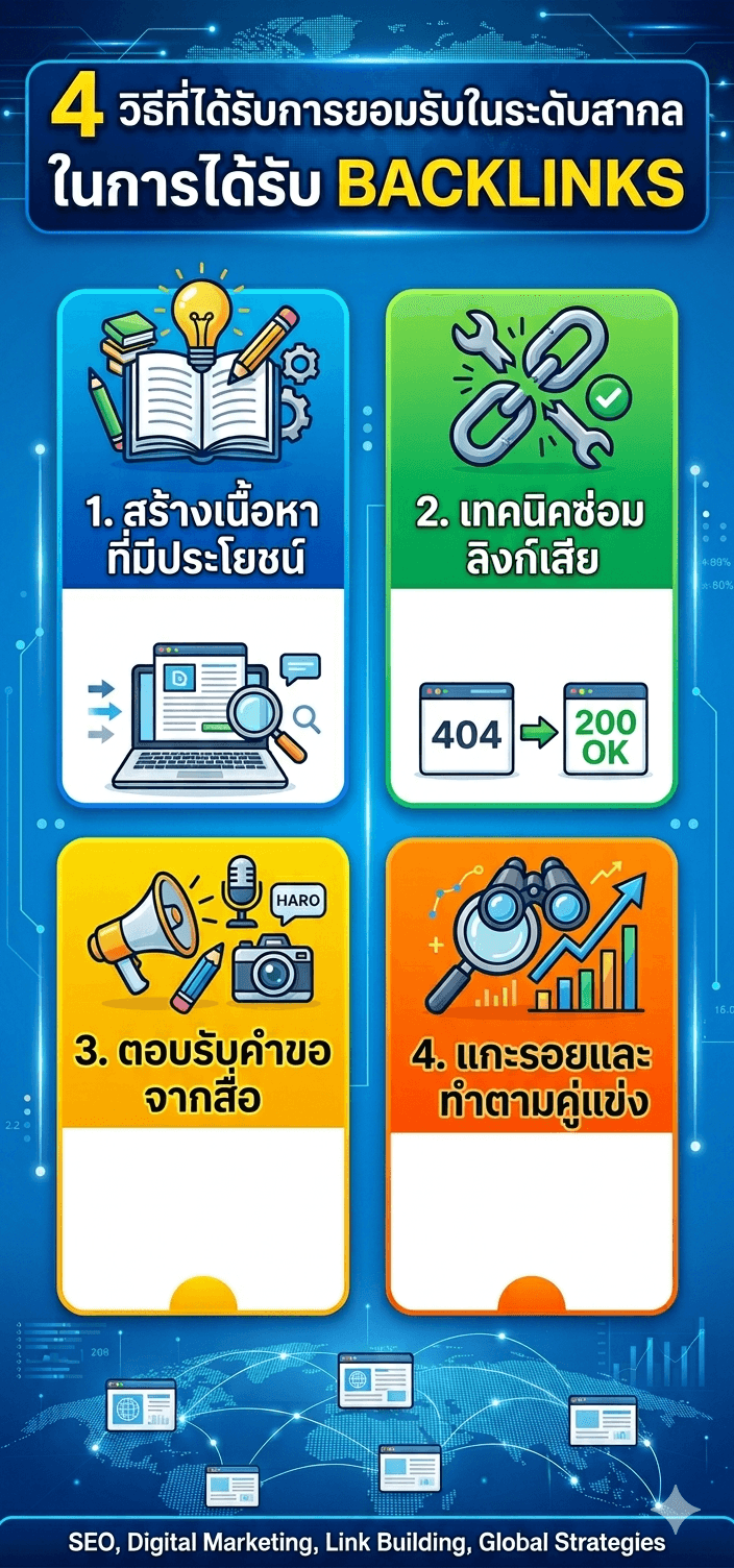 4 วิธีที่ได้รับการยอมรับในระดับสากล ในการได้รับ Backlinks
